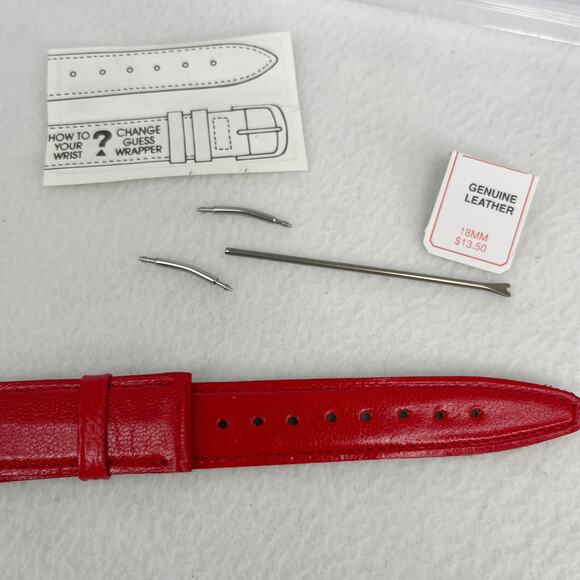 Vintage GUESS Leather Watch Band Strap Replacement Red 18MM New - Picture 10 of 12